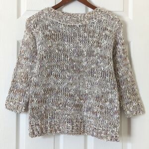 Sheridan Unique 80's Vintage Marled Knit Boat Neck Quarter Sleeve Sweater Medium